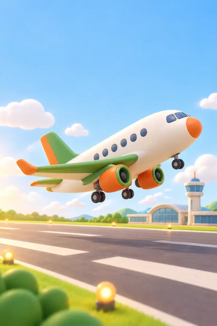 Avião de massinha decolando em um céu azul.
